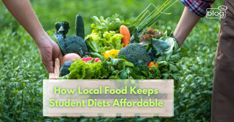 Visual representation of the benefits of local food in making student diets more budget-friendly and accessible.