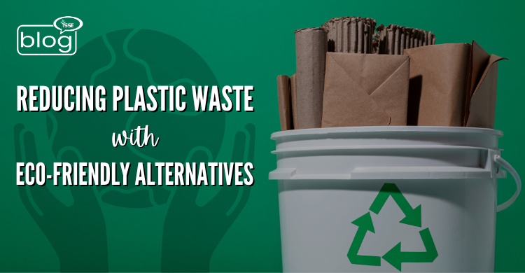 Image depicting eco-friendly alternatives to reduce plastic waste, showcasing reusable bags, containers, and biodegradable products.